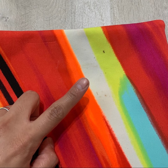 🔴Beautiful Orange Neon Pencil Skirt Side Slit 14 - Picture 6 of 10